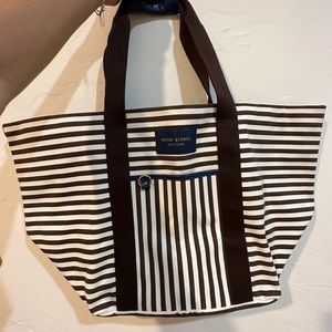 Henri bendel stripe canvas tote in dark blue